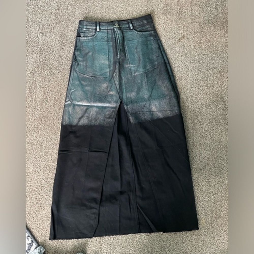 Silver gradient jean maxi skirt